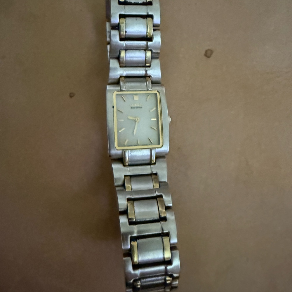 Ladies Citizen Silver and Gold Square Dial Watch